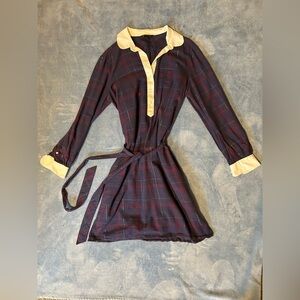 Brooks Brothers Plaid Long-Sleeve Dress with Belt